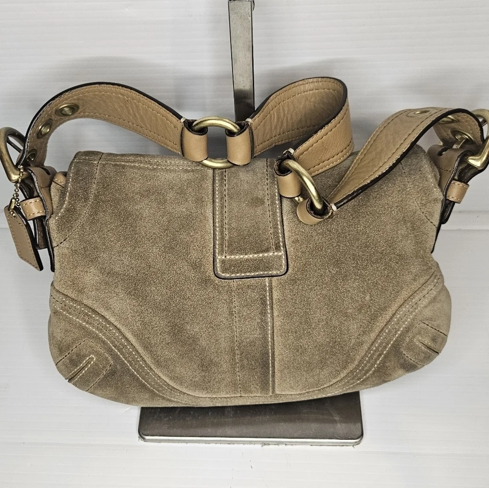 Vintage Coach Y2k Tan Suede Mini Soho Hobo Shoulder Bag #10189